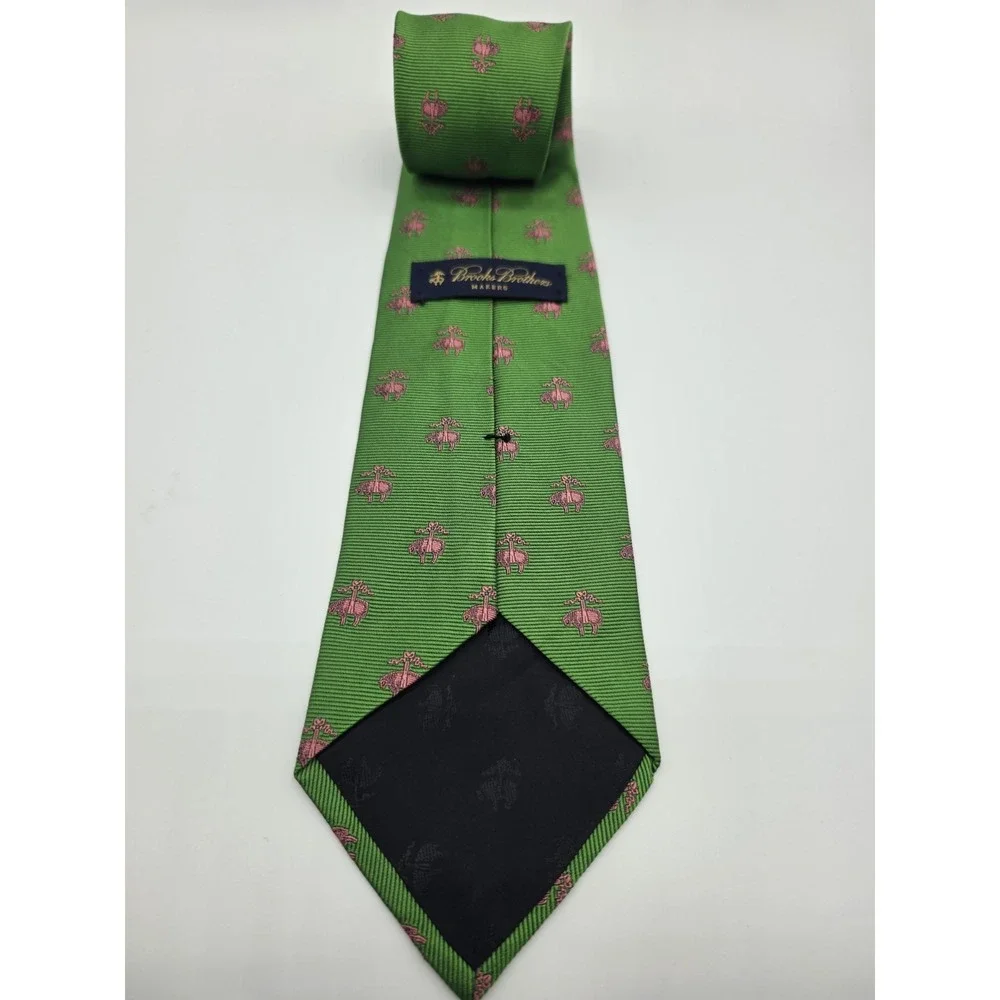 VTG Brooks Brothers Golden Fleece Green Pink Tie 100% Silk 59
